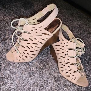 Nude wedge sandals